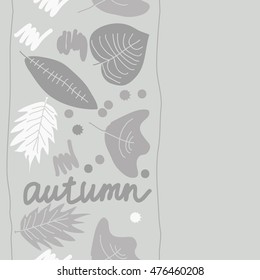 Seamless vertical  pattern with  autumn theme, stripes. Hand drawn.