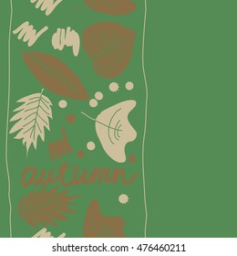 Seamless vertical  pattern with  autumn theme, stripes. Hand drawn.