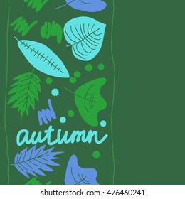 Seamless vertical  pattern with  autumn theme, stripes. Hand drawn.
