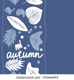 Seamless vertical  pattern with  autumn theme, stripes. Hand drawn.