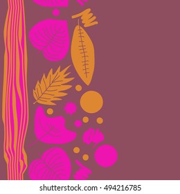  Seamless vertical pattern with autumn theme, stripes. Hand drawn.