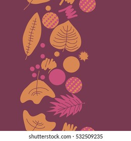  Seamless vertical pattern with autumn theme, halftone. Hand drawn.
