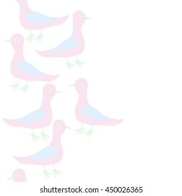Seamless vertical  pattern of birds, doodles,  object, copy space . Hand drawn.