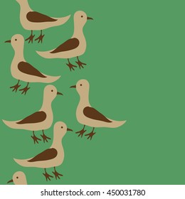 Seamless vertical  pattern of birds, doodles,  object, copy space . Hand drawn.