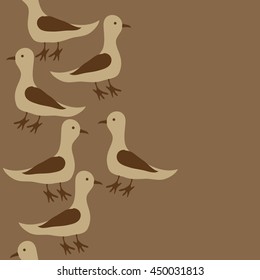 Seamless vertical  pattern of birds, doodles,  object, copy space . Hand drawn.