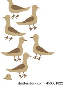 Seamless vertical  pattern of birds, doodles,  object, copy space . Hand drawn.