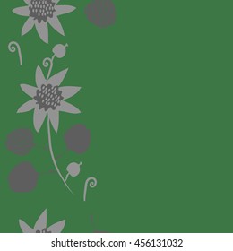 Seamless  vertical   pattern of floral motif, doodles, flowers, leaves, spot, hole, spiral, branch, object. Hand drawn.