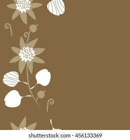 Seamless  vertical   pattern of floral motif, doodles, flowers, leaves, spot, hole, spiral, branch, object. Hand drawn.