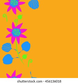 Seamless  vertical   pattern of floral motif, doodles, flowers, leaves, spot, hole, spiral, branch, object. Hand drawn.