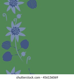 Seamless  vertical   pattern of floral motif, doodles, flowers, leaves, spot, hole, spiral, branch, object. Hand drawn.