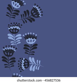 Seamless  vertical   pattern of floral motif, doodles, flowers, leaves,branches, spot, hole,  object, copy space . Hand drawn.