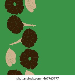 Seamless   vertical  pattern of floral motif,  doodles,  object,flowers, leaves, ellipses, hole, copy space  . Hand drawn.