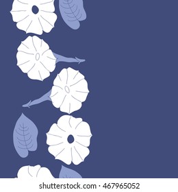 Seamless   vertical  pattern of floral motif,  doodles,  object,flowers, leaves, ellipses, hole, copy space  . Hand drawn.