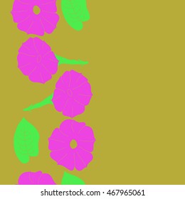 Seamless   vertical  pattern of floral motif,  doodles,  object,flowers, leaves, ellipses, hole, copy space  . Hand drawn.