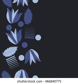 Seamless  vertical  pattern of  floral motif, halftone.