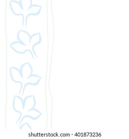 Seamless vertical  pattern of floral motifs,stylized gothic lily, stripes, copy space. Hand drawn.