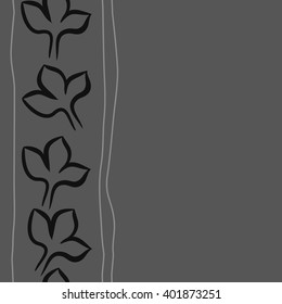 Seamless vertical  pattern of floral motifs,stylized gothic lily, stripes, copy space. Hand drawn.