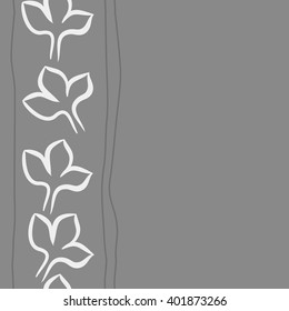 Seamless vertical  pattern of floral motifs,stylized gothic lily, stripes, copy space. Hand drawn.