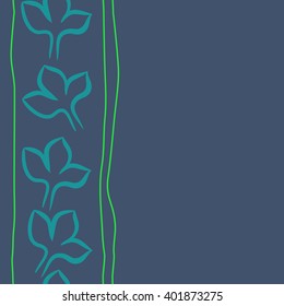 Seamless vertical  pattern of floral motifs,stylized gothic lily, stripes, copy space. Hand drawn.