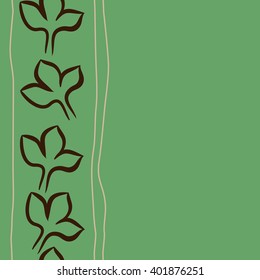 Seamless vertical  pattern of floral motifs,stylized gothic lily, stripes, copy space. Hand drawn.