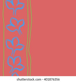 Seamless vertical  pattern of floral motifs,stylized gothic lily, stripes, copy space. Hand drawn.
