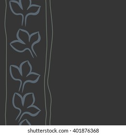 Seamless vertical  pattern of floral motifs,stylized gothic lily, stripes, copy space. Hand drawn.