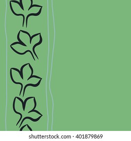 Seamless vertical  pattern of floral motifs,stylized gothic lily, stripes, copy space. Hand drawn.