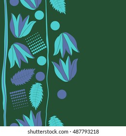 Seamless  vertical  pattern of  floral motif,stripes, halftone.