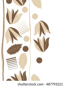 Seamless  vertical  pattern of  floral motif,stripes, halftone.