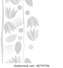 Seamless  vertical  pattern of  floral motif,stripes, halftone.