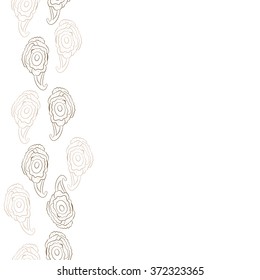Seamless  vertical  pattern  of  floral oriental motifs, doodles, bagels,stripes,  waves ,copy space . Hand drawn.