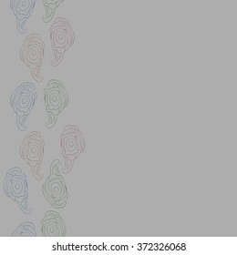 Seamless  vertical  pattern  of  floral oriental motifs, doodles, bagels,stripes,  waves ,copy space . Hand drawn.