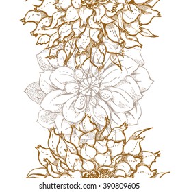 Seamless vertical pattern with flowers dahlia