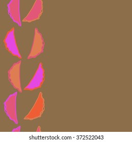 Seamless  vertical  pattern of food motifs,  spots, stripes, doodles, dumplings. Hand drawn.