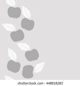 Seamless vertical pattern of fruits, doodles,  object, apples, leaves, copy space. Hand drawn.