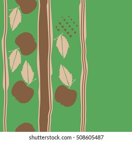 Seamless vertical pattern of fruits, halftone,stripes, copy space. 