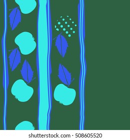 Seamless vertical pattern of fruits, halftone,stripes, copy space. 