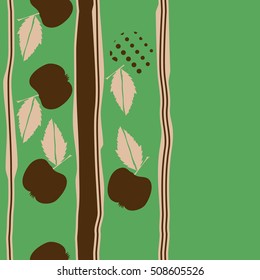 Seamless vertical pattern of fruits, halftone,stripes, copy space. 