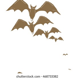 Seamless  vertical pattern of  Halloween, doodles,  object,bat,  copy space . Hand drawn.
