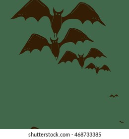 Seamless  vertical pattern of  Halloween, doodles,  object,bat,  copy space . Hand drawn.