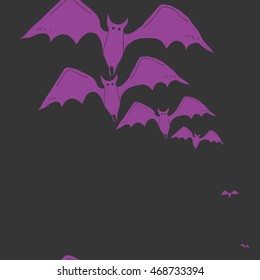 Seamless  vertical pattern of  Halloween, doodles,  object,bat,  copy space . Hand drawn.