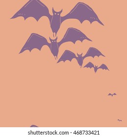 Seamless  vertical pattern of  Halloween, doodles,  object,bat,  copy space . Hand drawn.