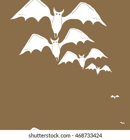 Seamless  vertical pattern of  Halloween, doodles,  object,bat,  copy space . Hand drawn.