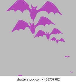 Seamless  vertical pattern of  Halloween, doodles,  object,bat,  copy space . Hand drawn.