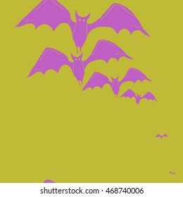Seamless  vertical pattern of  Halloween, doodles,  object,bat,  copy space . Hand drawn.