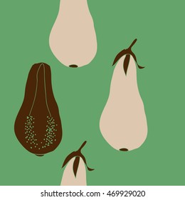 Seamless  vertical  pattern of harvest, doodles,  object,grains, vegetables, leaves,eggplants, copy space. Hand drawn.