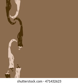 Seamless  vertical pattern with hot peppers,hole, harvest, object, vegetables, copy space . Hand drawn.