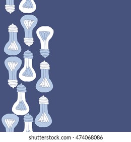 Seamless  vertical  pattern with  incandescent lamps , doodles,glass ,  thread, spot,  hole, copy space. Hand drawn.