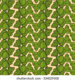 Seamless vertical pattern with leaves of Gingko biloba. Vector decorative illustration from set