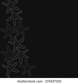 Seamless  vertical  pattern  of  marine inhabitants,stars,hole,copy space. Hand drawn.